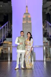 NEW YORK, NEW YORK - NOVEMBER 04: Jay Sean and Thara Natalie celebrate Diwali at The Empire State Building on November 04, 2021 in New York City. (Photo by Noam Galai/Getty Images for Empire State Realty Trust)