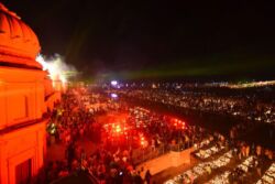 Ayodhya, UP, the birth place of Lord Ram, lit up with a laser show on Diwali, the festival of lights. (Siliconeer/APHIMAGES)