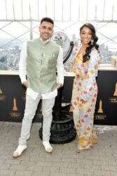 NEW YORK, NEW YORK - NOVEMBER 04: Jay Sean and Thara Natalie celebrate Diwali at The Empire State Building on November 04, 2021 in New York City. (Photo by Noam Galai/Getty Images for Empire State Realty Trust)