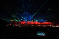 Ayodhya, UP, the birth place of Lord Ram, lit up with a laser show on Diwali, the festival of lights. (Siliconeer/APHIMAGES)