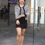 Sanya Malhotra promoting "Meenakshi Sundareshwar" Netflix original movie at Dharma office, in Mumbai. (APHIMAGES)