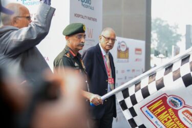 The Nazir Hoosein Memorial Drive by Team Firefox flag off in Greater Noida by the Chief of Army Staff, General MM Naravane, PVSM, AVSM, SM, VSM, ADC. (APHIMAGES)