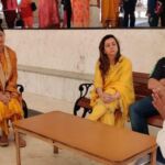 Shilpa Shetty Kundra with her husband Raj Kundra while visiting Chamunda Mandir in Himachal Pradesh. (APHIMAGES)