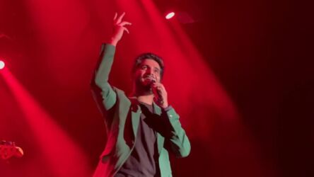 Nachiket Lele, a rising music star, has the crown on their feet at the San Jose Civic Center on July 16, 2022.