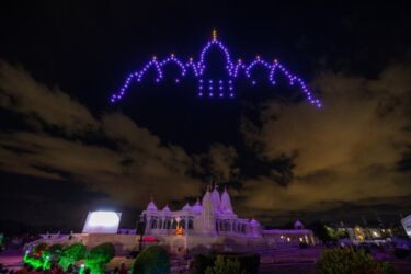 Drone Light and Sound show at BAPS Shri Swaminarayan Mandir, Houston, TX