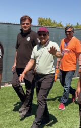 Cricket veteran Sunil Gavaskar attends the T20 finals watch party at the Ohlone College, Fremont, Calif. (Manit Dassani)