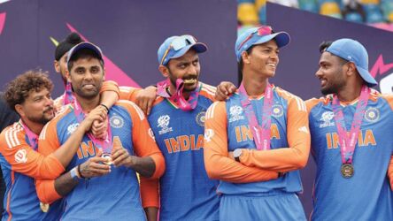 Glimpses of the India T20 Cricket Team winning the 2024 T20 World Cup Finals at the Kensington Oval, Bridgetown, Barbados on June 29. (Photos: Courtesy of ICC)