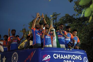 The victory celebrations as the World Champions in T20 Cricket, Team India, return home in Mumbai. (Pallav Paliwal/APH Images)